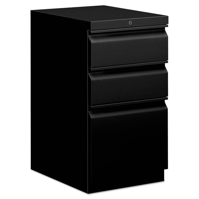 HON Mobile Pedestals, Left or Right, 3-Drawers: Box/Box/File, Legal/Letter, Black, 15" x 20" x 28"