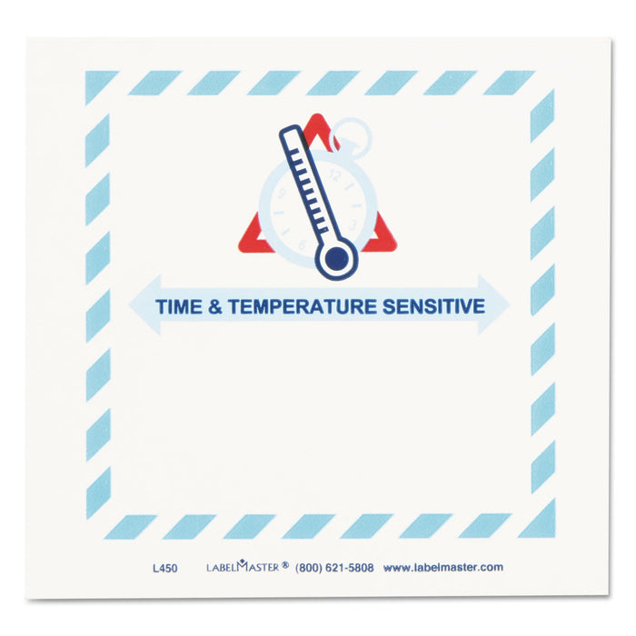 LabelMaster Shipping and Handling Self-Adhesive Labels, TIME and TEMPERATURE SENSITIVE, 5.5 x 5, Blue/Gray/Red/White, 500/Roll