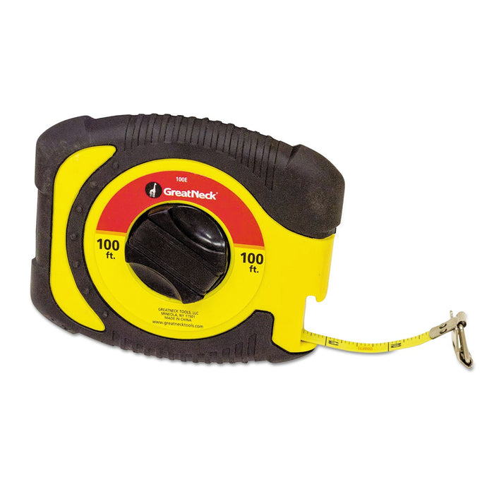 Great Neck English Rule Measuring Tape, 0.38" x 100 ft, Steel, Yellow