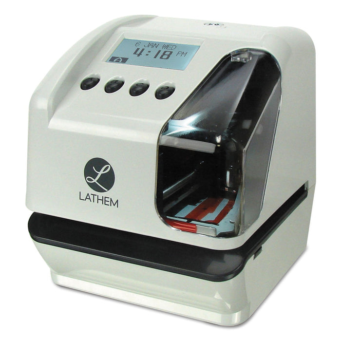 Lathem LT5000 Electronic Time and Date Stamp, Digital Display, Cool Gray