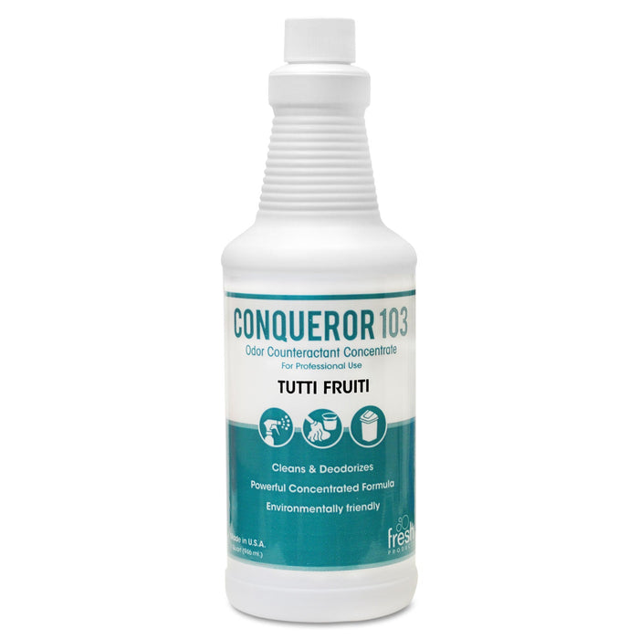 Fresh Products Conqueror 103 Odor Counteractant Concentrate, Tutti-Frutti, 32 oz Bottle, 12/Carton