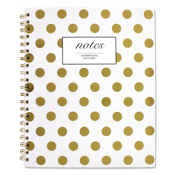 Cambridge Gold Dots Hardcover Notebook, 1 Subject, Wide/Legal Rule, White/Gold Cover, 11 x 8.88, 80 Sheets