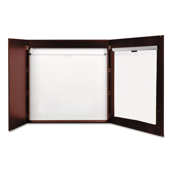 MasterVision Conference Cabinet, Porcelain Magnetic, Dry Erase, 48 x 48, Cherry
