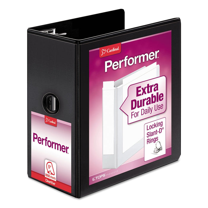 Cardinal Performer ClearVue Slant-D Ring Binder, 3 Rings, 5" Capacity, 11 x 8.5, Black