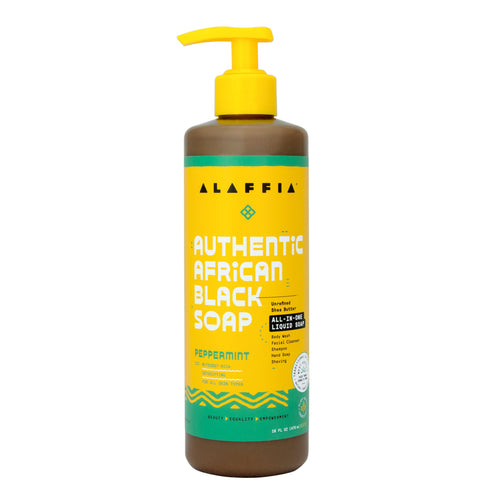 Authentic African Black Soap All-In-One - Peppermint, 16 oz by Alaffia