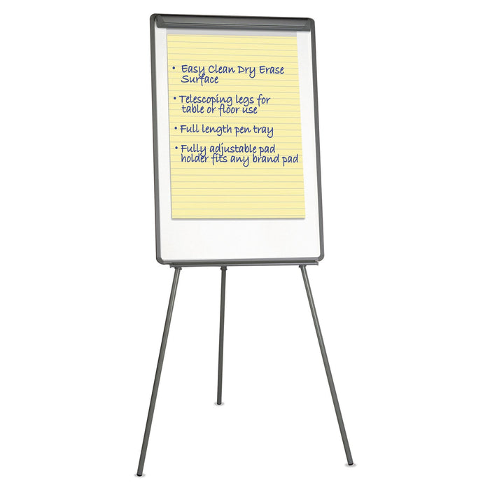 Universal Dry Erase Board with Tripod Easel, 29" x 41", White Surface, Black Frame