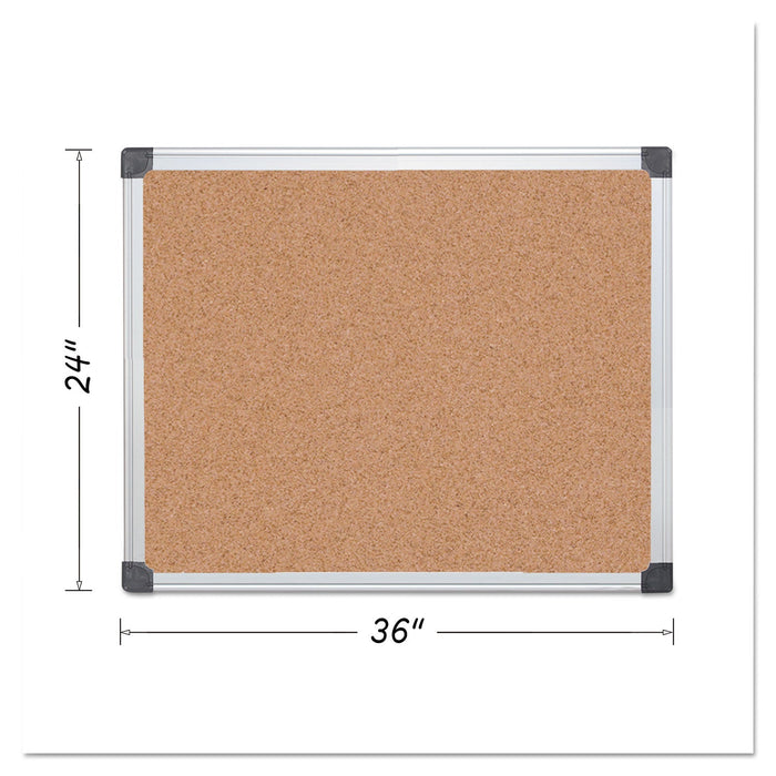 MasterVision Value Cork Bulletin Board with Aluminum Frame, 24 x 36, Natural