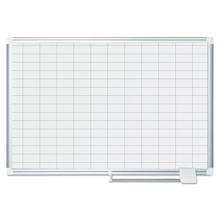 MasterVision Grid Planning Board, 1 x 2 Grid, 36 x 24, White/Silver