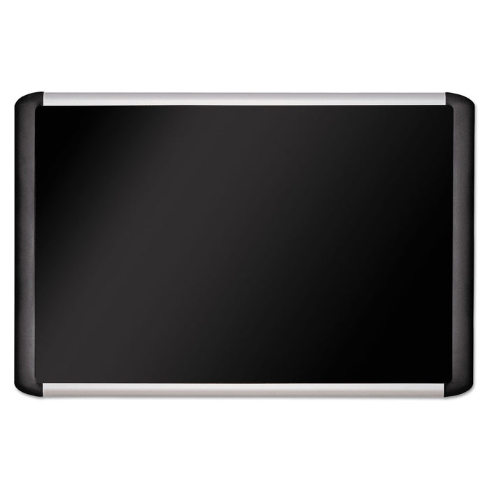 MasterVision Black fabric bulletin board, 24 x 36, Silver/Black