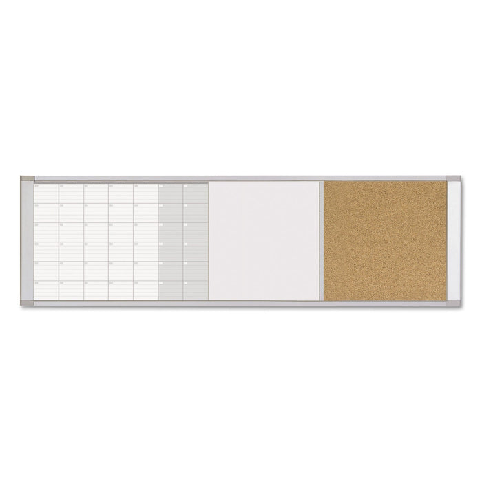 MasterVision Magnetic Calendar Combo Board, 48 x 18, Aluminum Frame