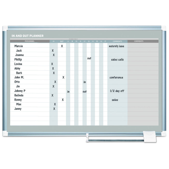 MasterVision In-Out Magnetic Dry Erase Board, 36x24, Silver Frame