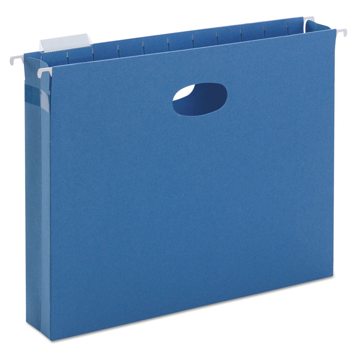 Smead Hanging Pockets with Full-Height Gusset, 1 Section, 2" Capacity, Letter Size, 1/5-Cut Tabs, Sky Blue, 25/Box