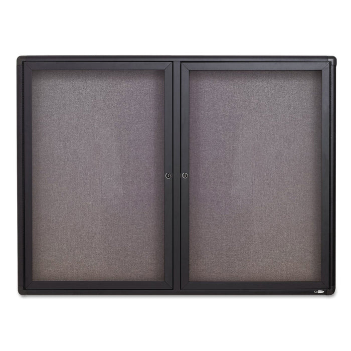 Quartet Enclosed Fabric-Cork Board, 48 x 36, Gray Surface, Graphite Aluminum Frame