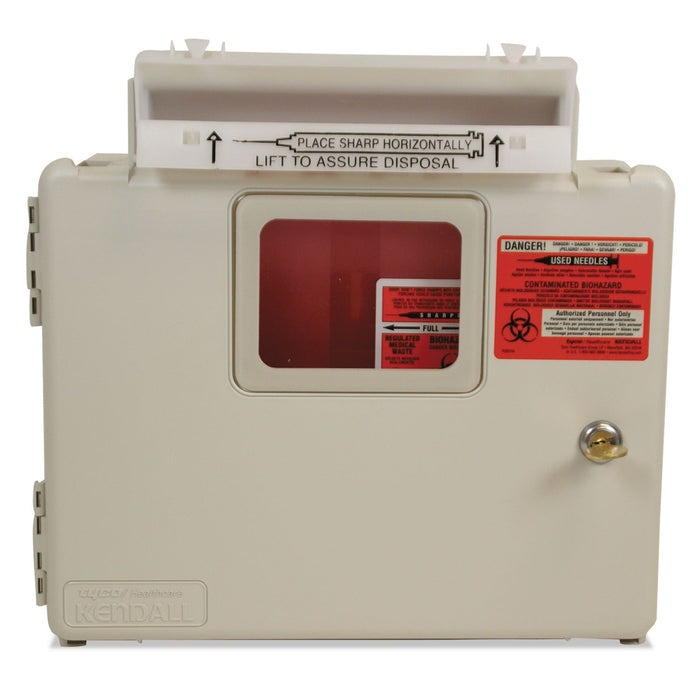 Covidien Locking Wall Mount Sharps Cabinet System, 5 qt, Beige