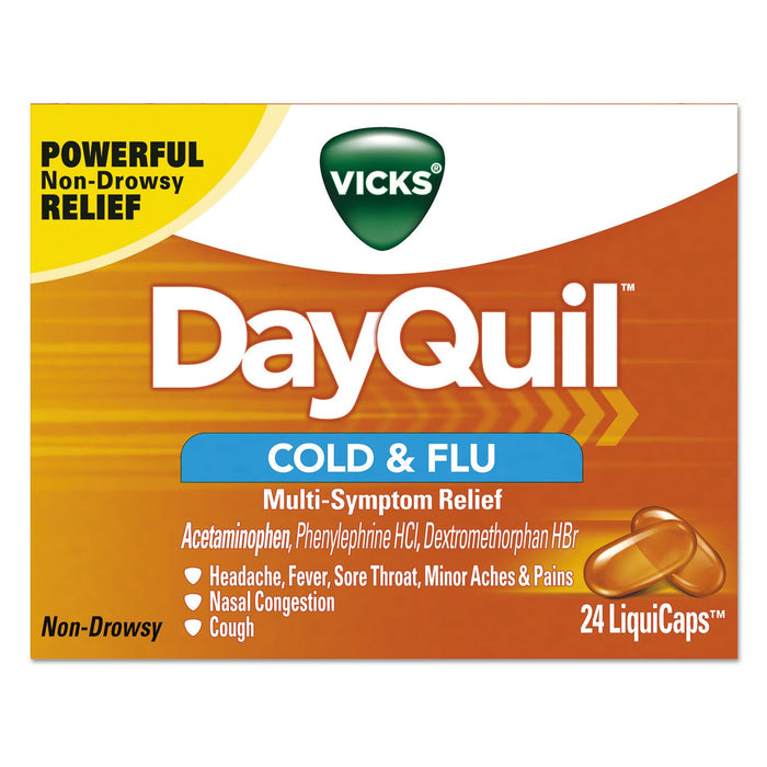 Vicks DayQuil Cold and Flu LiquiCaps, 24/Box, 24 Boxes/Carton
