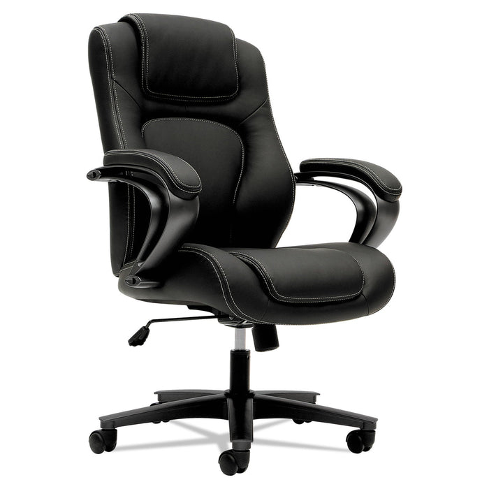 HON HVL402 Series Executive High-Back Chair, Supports Up to 250 lb, 17" to 21" Seat Height, Black Seat/Back, Iron Gray Base