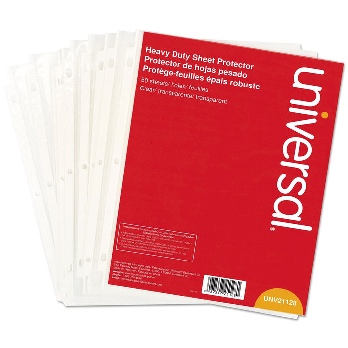 Universal Top-Load Poly Sheet Protectors, Heavy Gauge, Clear, 50/Pack