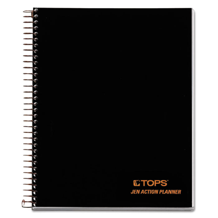 TOPS JEN Action Planner, 1 Subject, Narrow Rule, Black Cover, 8.5 x 6.75, 100 Sheets