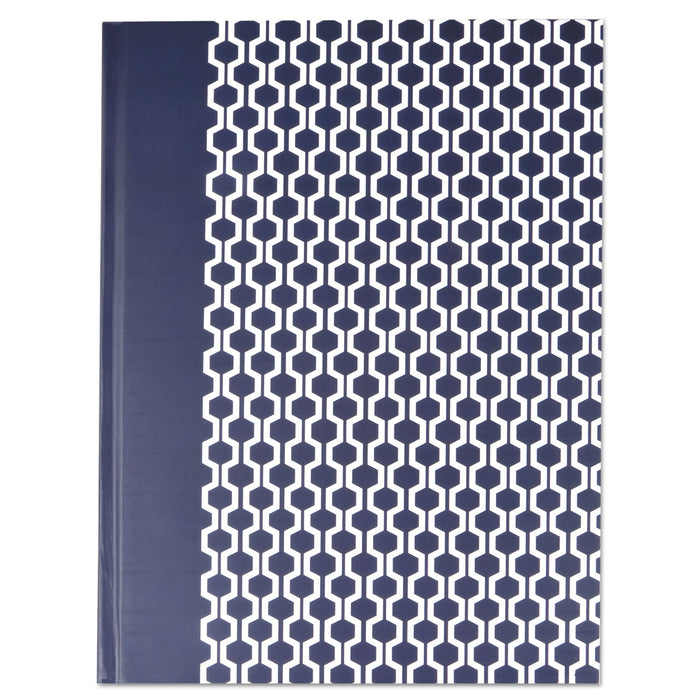 Universal Casebound Hardcover Notebook, 1 Subject, Wide/Legal Rule, Dark Blue/White Cover, 10.25 x 7.63, 150 Sheets