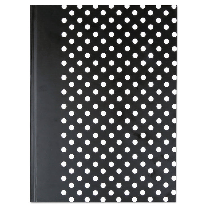 Universal Casebound Hardcover Notebook, 1 Subject, Wide/Legal Rule, Black/White Cover, 10.25 x 7.63, 150 Sheets