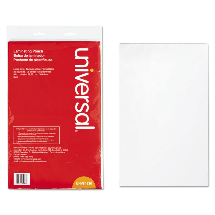Universal Laminating Pouches, 3 mil, 9" x 14.5", Matte Clear, 25/Pack