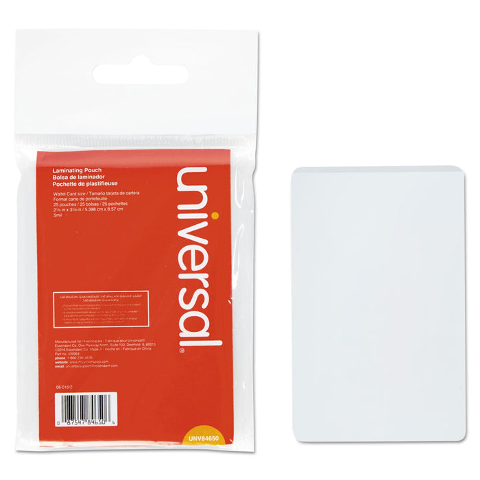 Universal Laminating Pouches, 5 mil, 2.13" x 3.38", Matte Clear, 25/Pack