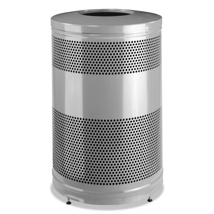 Rubbermaid Classics Open Top Waste Receptacle, 51 gal, Stardust Silver Metallic with Black Lid