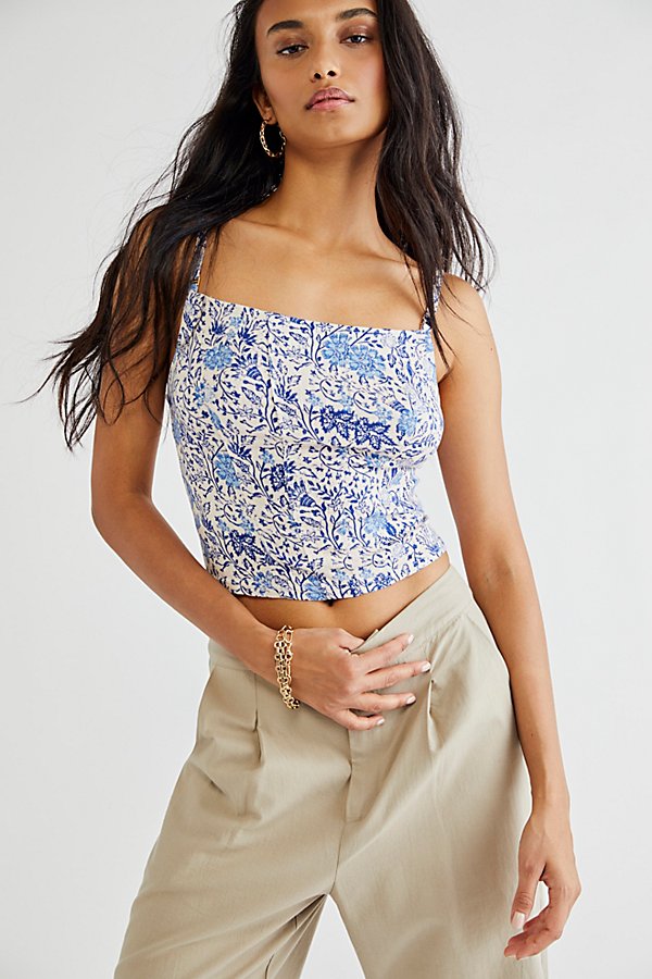 Free People Back on Track Printed Cropped Cami Top by Vanessa Jane