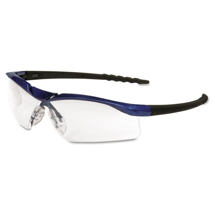 MCR Dallas Wraparound Safety Glasses, Metallic Blue Frame, Clear AntiFog Lens