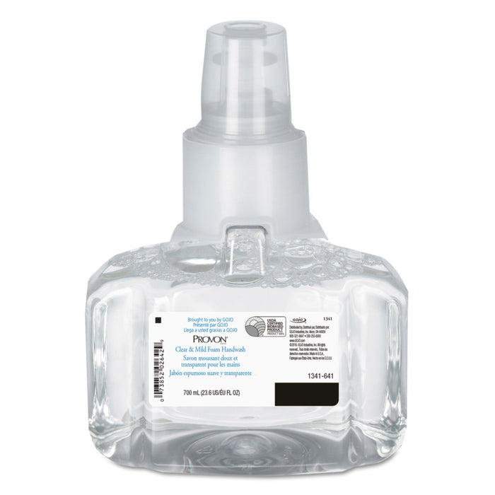 PROVON Clear and Mild Foam Hand Wash, Unscented, 700 mL Refill, 3/Carton