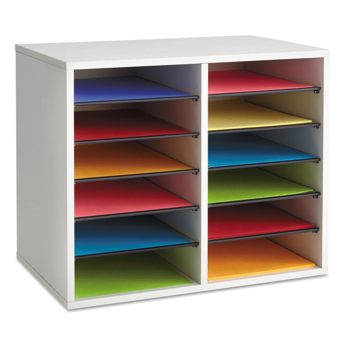 Safco Fiberboard Literature Sorter, 12 Compartments, 19.63 x 11.88 x 16.13, Gray