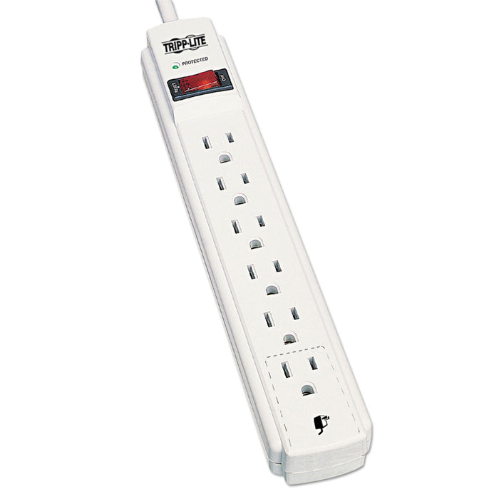 Tripp Lite Protect It! Surge Protector, 6 AC Outlets, 4 ft Cord, 790 J, Light Gray