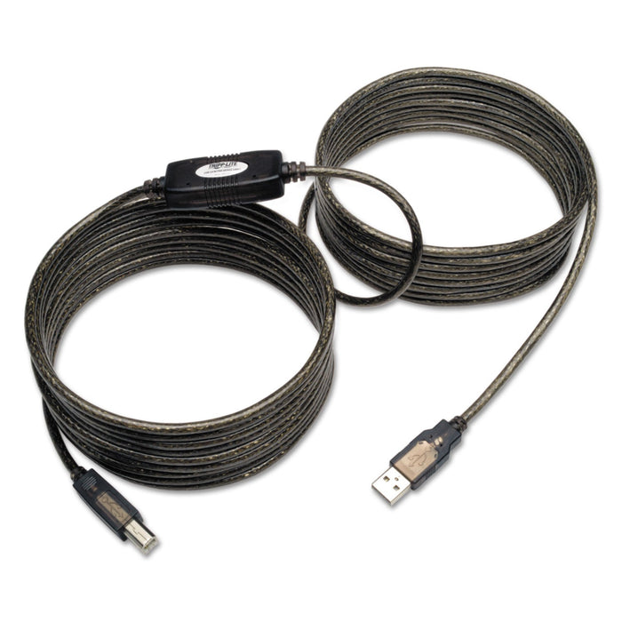 Tripp Lite USB 2.0 Active Repeater Cable, A to B (M/M), 25 ft, Black
