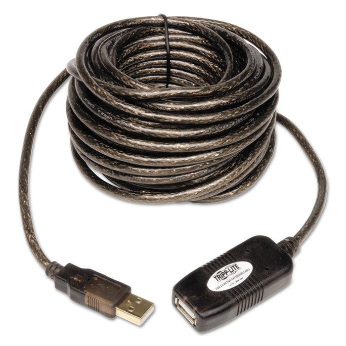 Tripp Lite USB 2.0 Active Extension Cable, A to A (M/F), 16 ft, Black