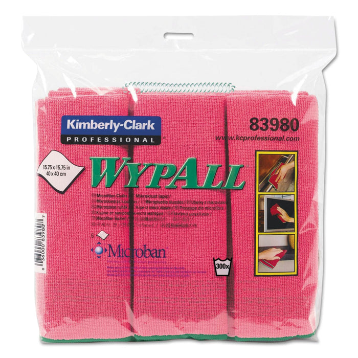 WypAll Microfiber Cloths, Reusable, 15.75 x 15.75, Red, 6/Pack, 4 Packs/Carton