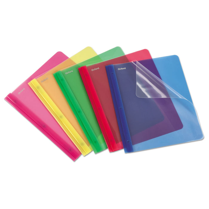 Oxford Translucent Poly Clear Front Report Cover, 3 Fastener, 0.5" Capacity, 11 x 8.5, Assorted, 25/Box