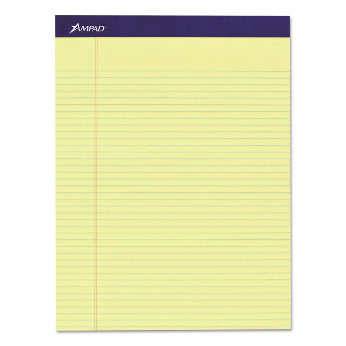 Ampad Legal Ruled Pads, Narrow Rule, 50 Canary-Yellow 8.5 x 11.75 Sheets, 4/Pack