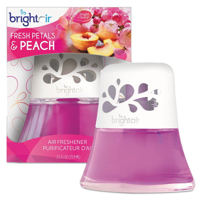 BRIGHT Air Scented Oil Air Freshener Diffuser, Fresh Petals and Peach, Pink, 2.5 oz, 6/Carton