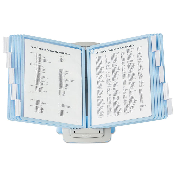 Durable SHERPA Style Desk-Mount Reference System, 10 Panel, 20 Sheet Capacity, Blue/Gray