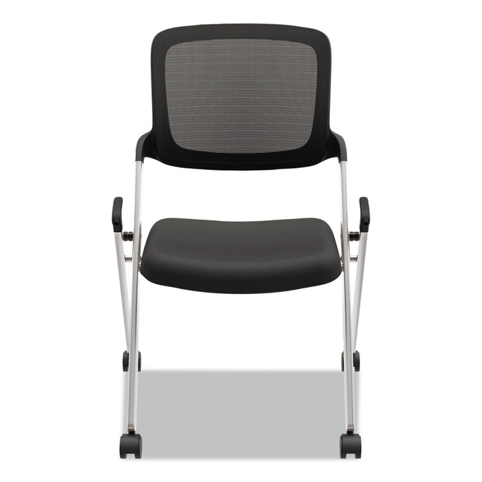 HON VL304 Mesh Back Nesting Chair, Supports Up to 250 lb, Black Seat/Back, Silver Base