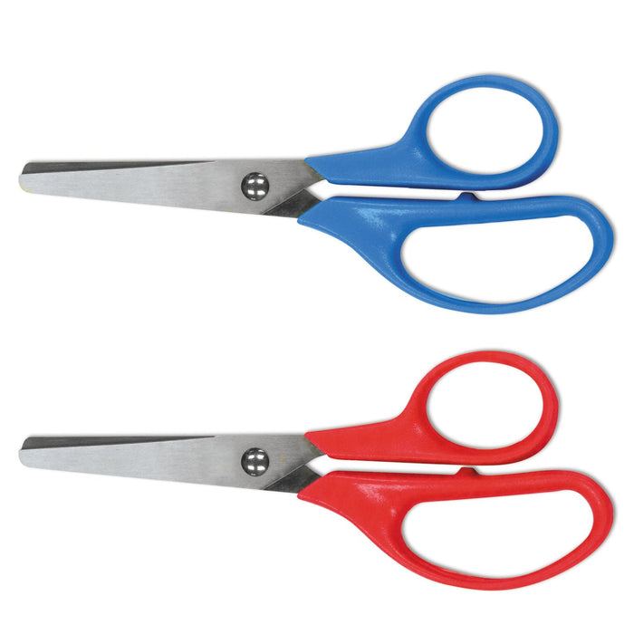 Universal Kids' Scissors, Rounded Tip, 5" Long, 1.75" Cut Length, Assorted Straight Handles, 2/Pack