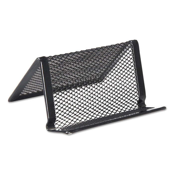 Universal Mesh Metal Business Card Holder, Holds 50 2.25 x 4 Cards, 3.78 x 3.38 x 2.13, Black