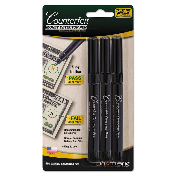 Dri-Mark Smart Money Counterfeit Bill Detector Pen, U.S. Currency, 3/Pack