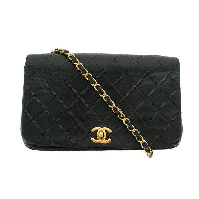 Chanel Matelasse Lambskin Black Single Flap Shoulder Bag #2958 by Bolt Boutique