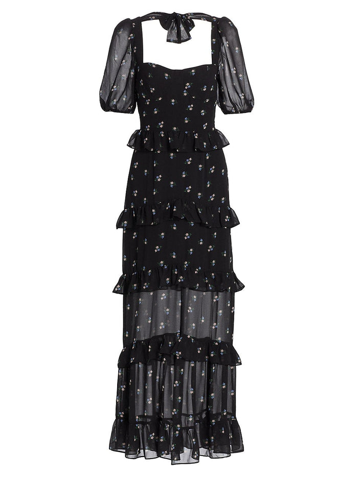 Wayf Bustier Tiered Maxi Dress, Size Small by Vanessa Jane