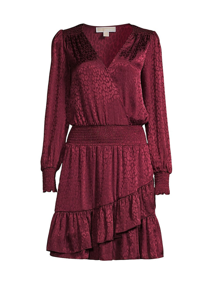 Michael Kors Cheetah Print Plisse Jacquard Surplice V-Neck Dress by Vanessa Jane