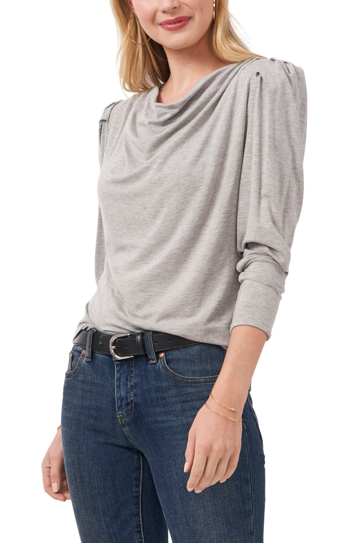 Vince Camuto Draped-Neck Top – Silver, Size XS by Vanessa Jane