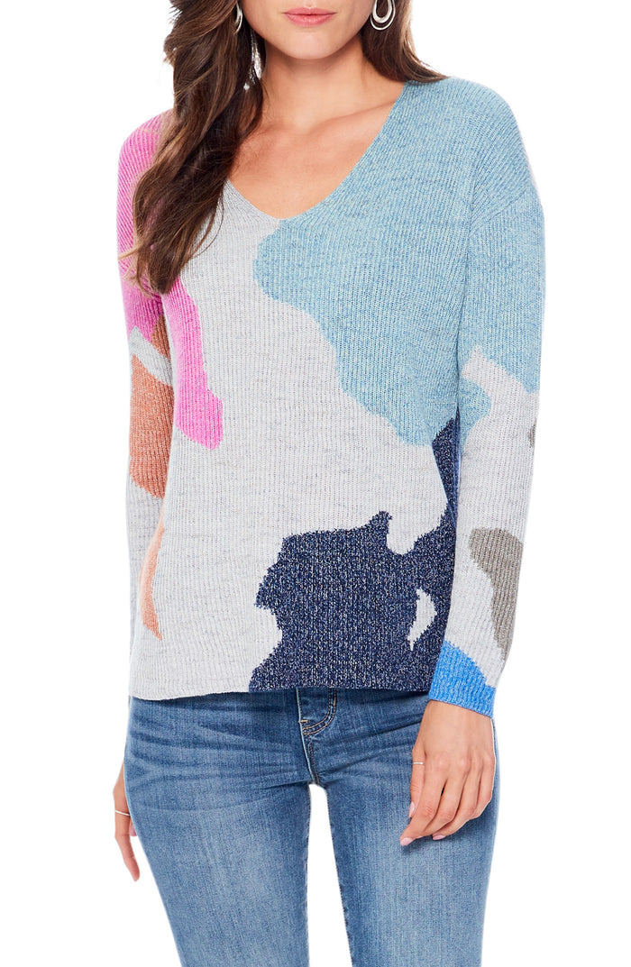 NIC+ZOE Puzzle Time Cotton-Blend Sweater, Size XL by Vanessa Jane