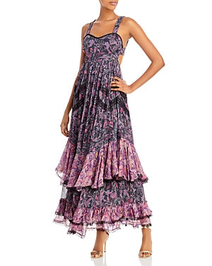 Rococo Sand Printed Tiered Maxi Dress by Vanessa Jane