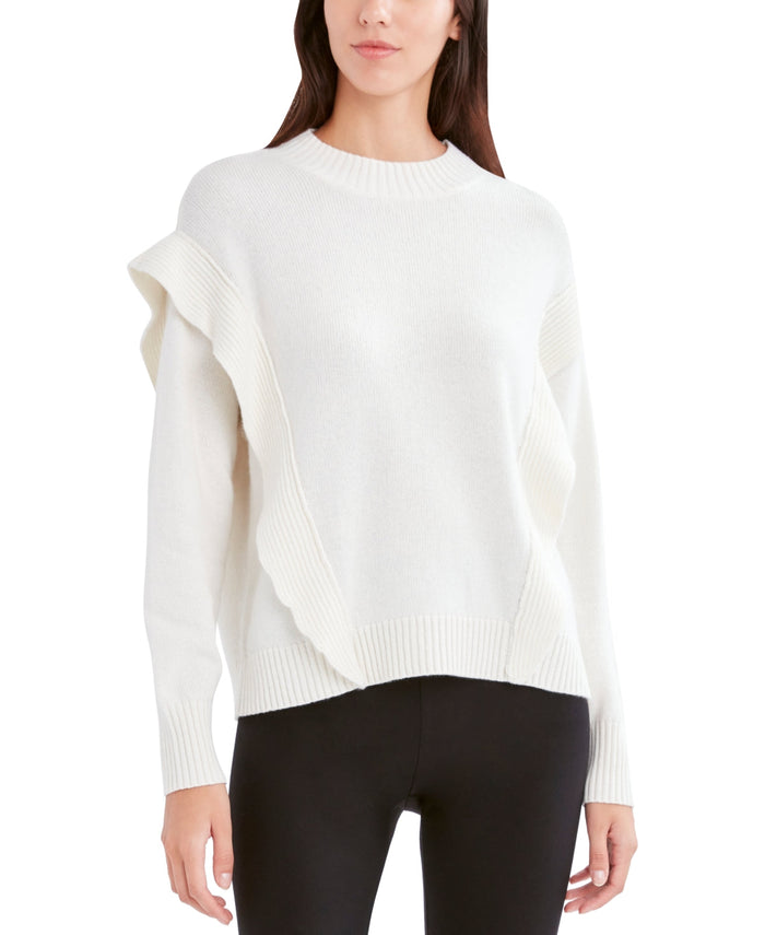 Bcbgmaxazria Flounce Trim Sweater – Gardenia by Vanessa Jane